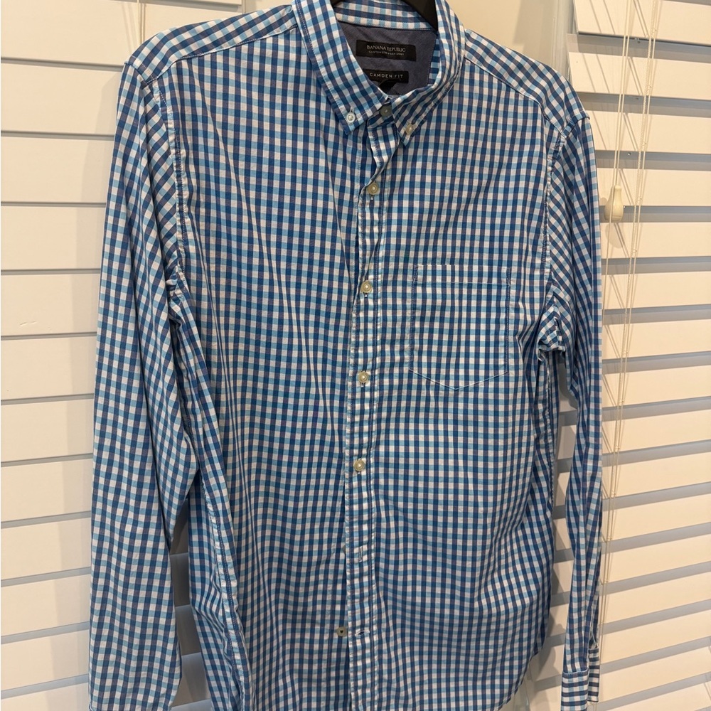 Banana Republic Blue Gingham Men's Shirt